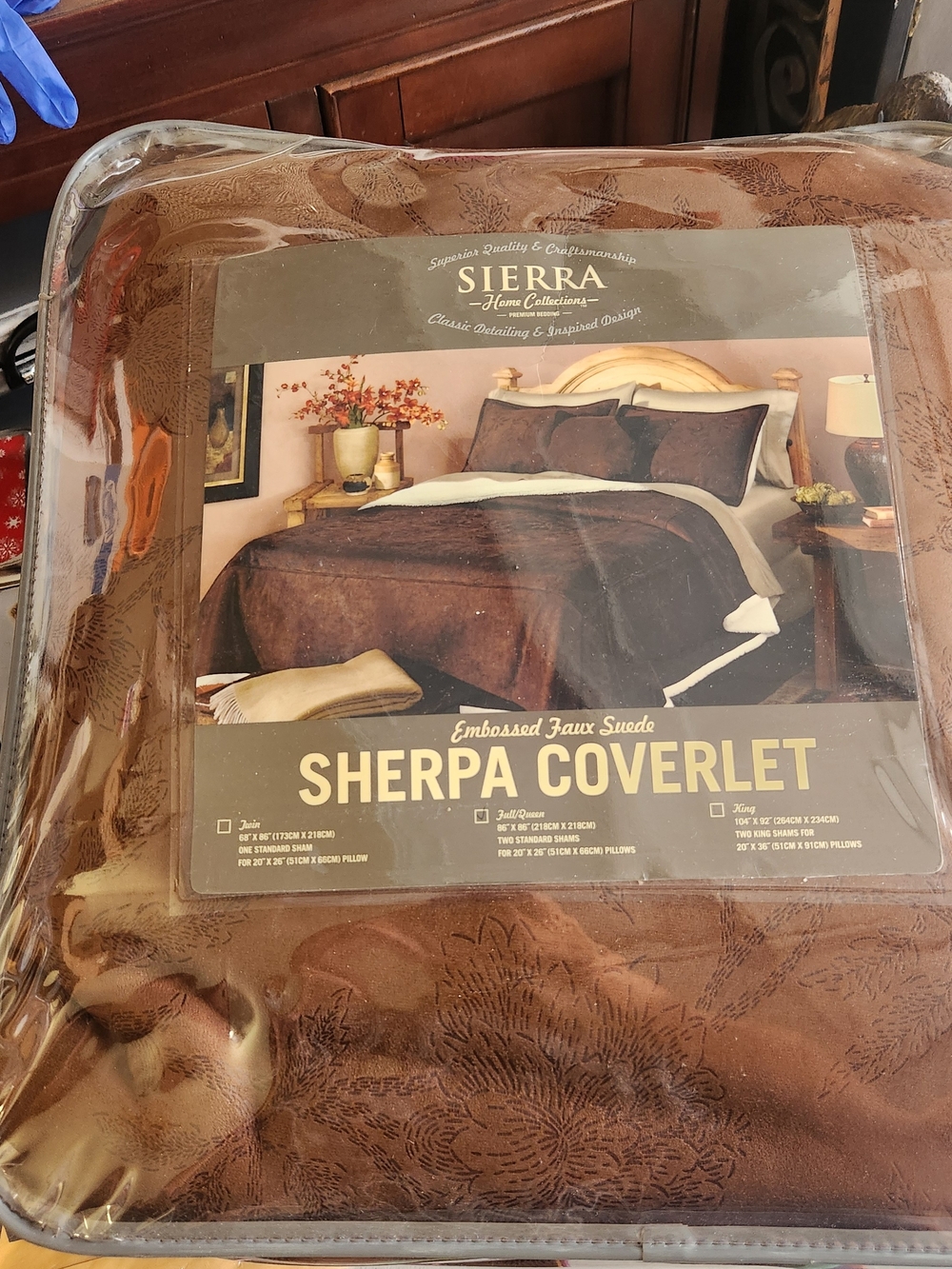 Serra Sherpa Coverlet - Brown Faux Suede